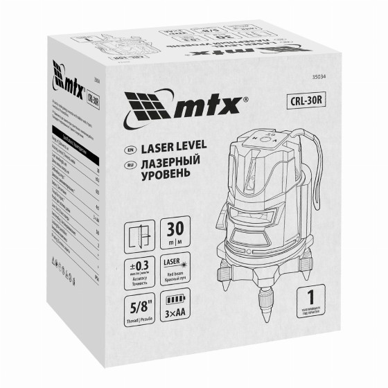 Лазерный уровень CRL-30R, 30 м, красный луч, батарейки, резьба 5/8 Лазерный уровень CRL-30R, 30 м, красный луч, батарейки, резьба 5/8