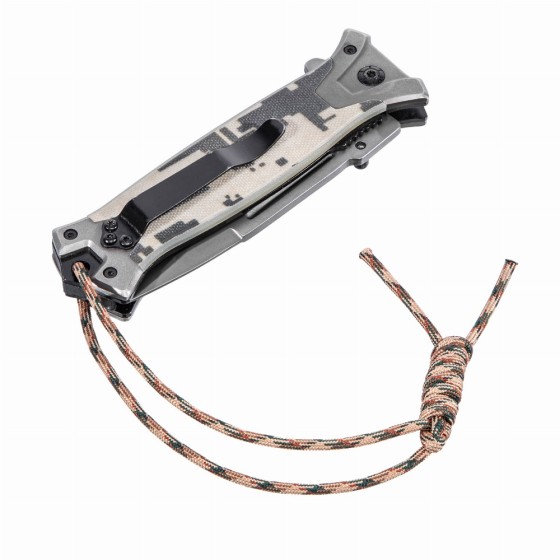 Нож складной, многоцелевой, системы Liner-Lock, с накладкой G10 на прямой рук-ке+стеклобой Denzel 79208