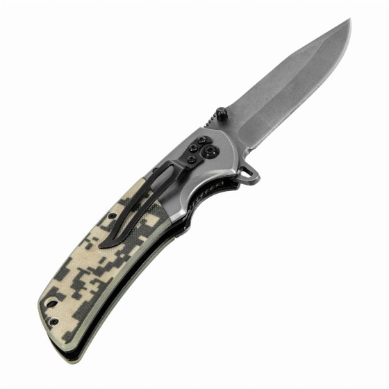 Нож складной, многоцелевой, системы Liner-Lock, с накладкой G10 на классической рукоятке Denzel 79207