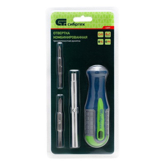 Отвертка комбинированная SL5/PH1, SL6/PH2 Сибртех 13377 Отвертка комбинированная SL5/PH1, SL6/PH2 Сибртех 13377