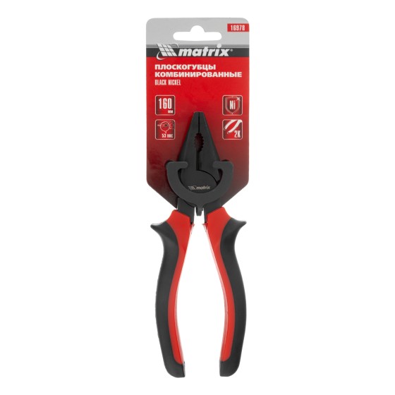 Плоскогубцы комбинированные Black Nickel, 160 мм, двухкомпонентные рукоятки Matrix 16978 Плоскогубцы комбинированные Black Nickel, 160 мм, двухкомпонентные рукоятки Matrix 16978