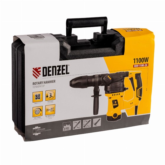Перфоратор электрический RHV-1100-26, SDS-plus, 1100 Вт, 4 Дж, 3 режима Denzel 26610 Перфоратор электрический RHV-1100-26, SDS-plus, 1100 Вт, 4 Дж, 3 режима Denzel 26610
