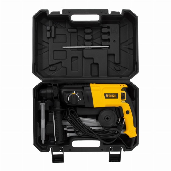 Перфоратор электрический RHH-800-26, SDS-plus, 800 Вт, 3 Дж, 3 плюс 1 реж. Denzel 26607 Перфоратор электрический RHH-800-26, SDS-plus, 800 Вт, 3 Дж, 3 плюс 1 реж. Denzel 26607