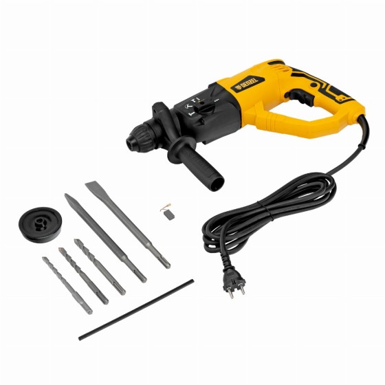Перфоратор электрический RH-1050-26, SDS-plus, 1050 Вт, 3.2 Дж, 3 плюс 1 режим Denzel 26608 Перфоратор электрический RH-1050-26, SDS-plus, 1050 Вт, 3.2 Дж, 3 плюс 1 режим Denzel 26608