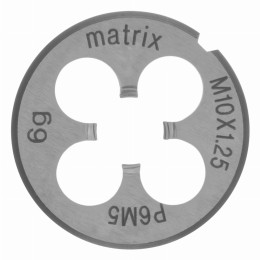 Плашка М10 х 1.25 мм, Р6М5 Matrix 77091 Плашка М10 х 1.25 мм, Р6М5 Matrix 77091