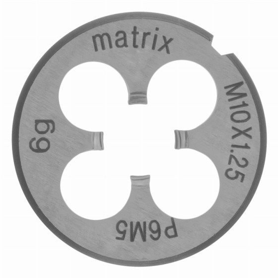 Плашка М10 х 1.25 мм, Р6М5 Matrix 77091 Плашка М10 х 1.25 мм, Р6М5 Matrix 77091