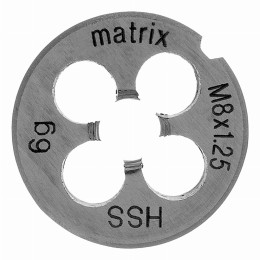 Плашка М8 х 1.25 мм, Р6М5 Matrix 77077 Плашка М8 х 1.25 мм, Р6М5 Matrix 77077