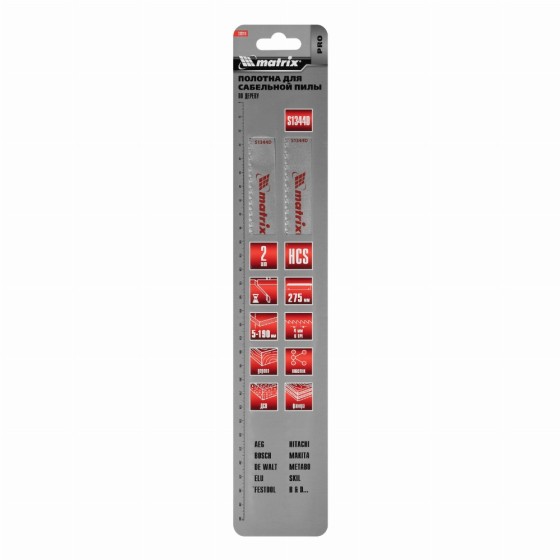 Полотна по дереву для сабельной пилы S1344D 275/4.3 мм, HCS, 2 шт, Pro Matrix 782011 Полотна по дереву для сабельной пилы S1344D 275/4.3 мм, HCS, 2 шт, Pro Matrix 782011