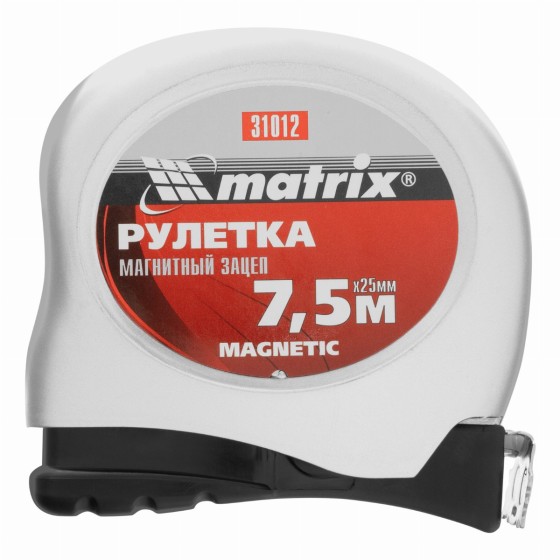 Рулетка Magnetic,7,5 м х 25 мм,магнитный зацеп Matrix 31012