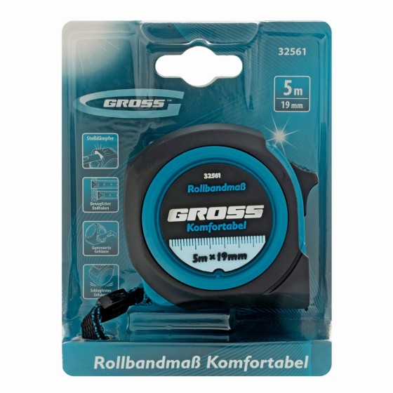 Рулетка Komfortabel 5 м х 19 мм,обрезиненный корпус Gross 32561 Рулетка Komfortabel 5 м х 19 мм,обрезиненный корпус Gross 32561