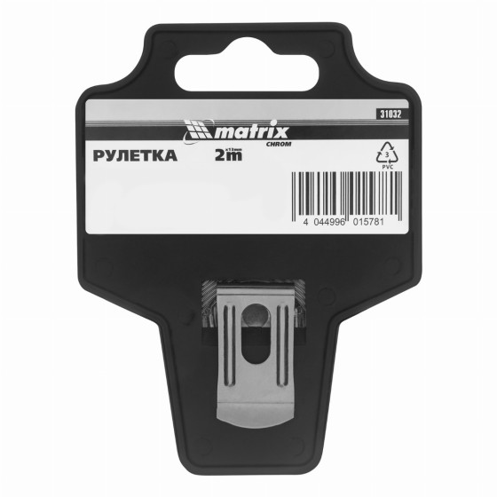 Рулетка Chrom,2 м x 13 мм,хромированный корпус Matrix 31032