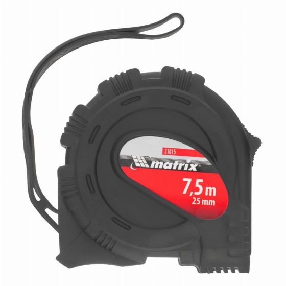 Рулетка Black,7,5 м х 25 мм,обрезиненный корпус Matrix 31015