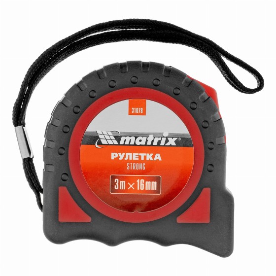 Рулетка Strong,3 м х 16 мм,обрезиненный корпус Matrix 31078 Рулетка Strong,3 м х 16 мм,обрезиненный корпус Matrix 31078