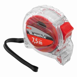 Рулетка Crystal,7,5 м х 25 мм,корпус из поликарбоната Matrix 31074
