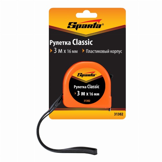 Рулетка Classic,3 м х 16 мм,пластиковый корпус Sparta 31302 Рулетка Classic,3 м х 16 мм,пластиковый корпус Sparta 31302
