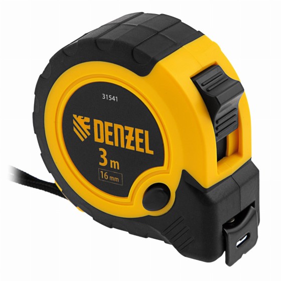 Рулетка 3м х 16мм, двухкомп. корпус, кнопка-пауза Denzel 31541 Рулетка 3м х 16мм, двухкомп. корпус, кнопка-пауза Denzel 31541