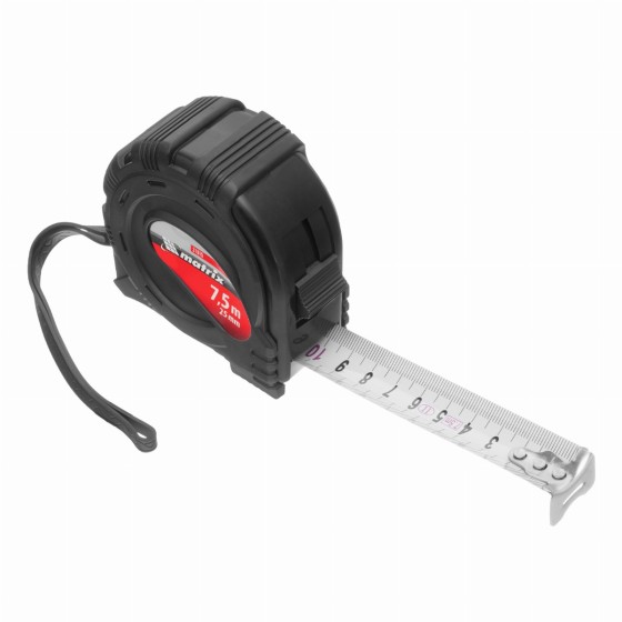 Рулетка Black,7,5 м х 25 мм,обрезиненный корпус Matrix 31015