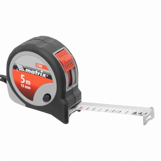 Рулетка Continuous fixation,5 м х 19 мм,двухкомпонентный корпус,плавная фиксация Matrix 31088 Рулетка Continuous fixation,5 м х 19 мм,двухкомпонентный корпус,плавная фиксация Matrix 31088