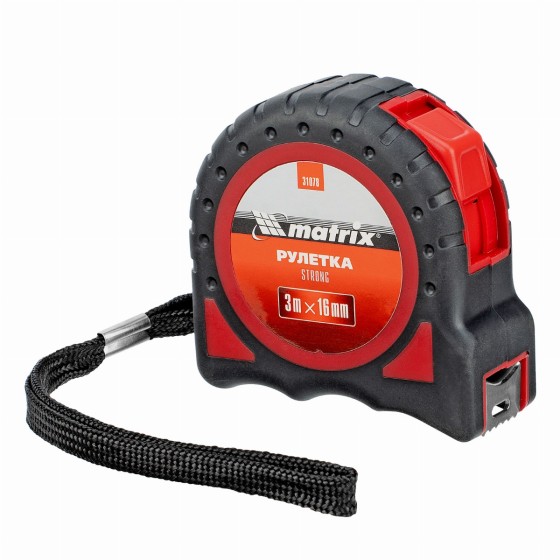 Рулетка Strong,3 м х 16 мм,обрезиненный корпус Matrix 31078 Рулетка Strong,3 м х 16 мм,обрезиненный корпус Matrix 31078