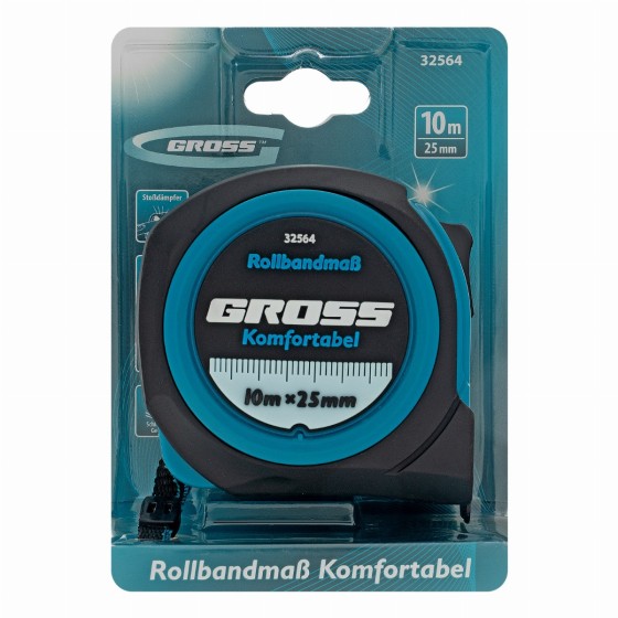 Рулетка Komfortabel 10 м х 25 мм,обрезиненный корпус Gross 32564 Рулетка Komfortabel 10 м х 25 мм,обрезиненный корпус Gross 32564