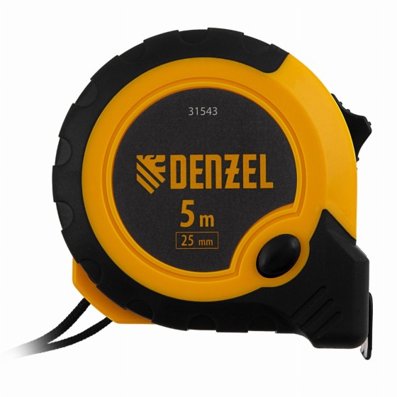 Рулетка 5м х 25мм, двухкомп. корпус, кнопка-пауза Denzel 31543 Рулетка 5м х 25мм, двухкомп. корпус, кнопка-пауза Denzel 31543