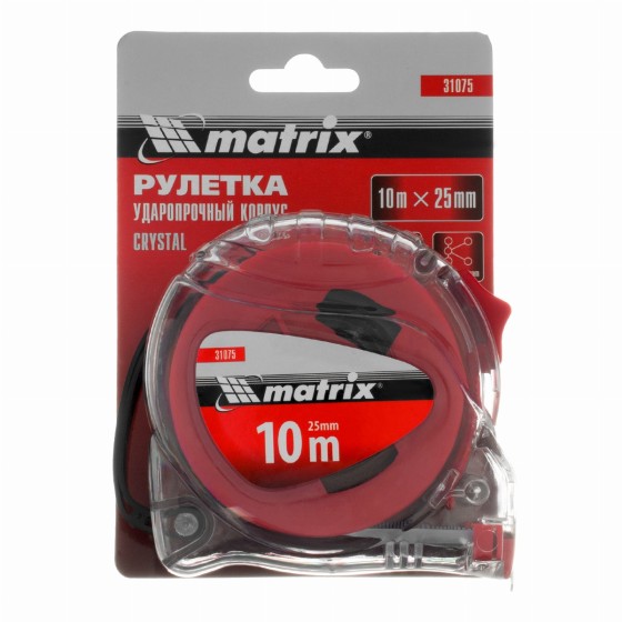 Рулетка Crystal,10 м х 25 мм,корпус из поликарбоната Matrix 31075 Рулетка Crystal,10 м х 25 мм,корпус из поликарбоната Matrix 31075