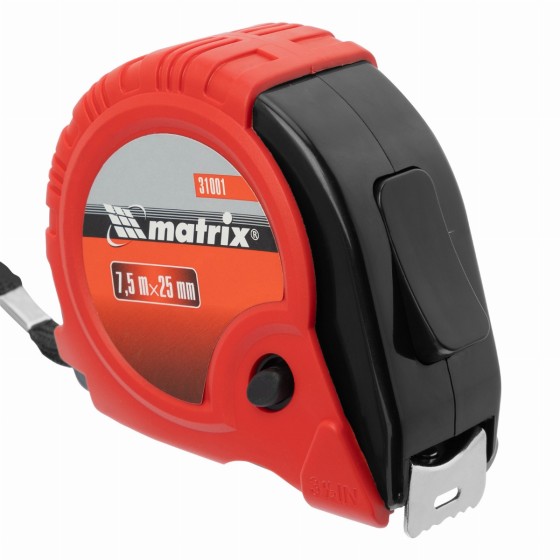 Рулетка Rubber,7,5 м х 25 мм,обрезиненный корпус Matrix 31001 Рулетка Rubber,7,5 м х 25 мм,обрезиненный корпус Matrix 31001