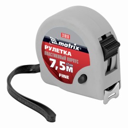 Рулетка Fine,7,5 м х 25 мм,пластиковый корпус Matrix 31018