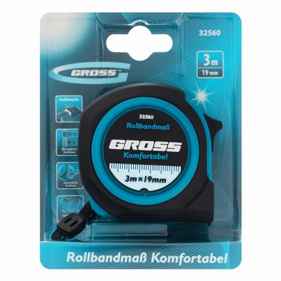 Рулетка Komfortabel 3 м х 19 мм,обрезиненный корпус Gross 32560 Рулетка Komfortabel 3 м х 19 мм,обрезиненный корпус Gross 32560