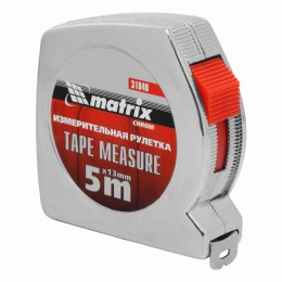 Рулетка Chrom,5 м x 13 мм,хромированный корпус Matrix 31040