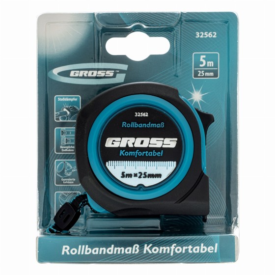 Рулетка Komfortabel 5 м х 25 мм,обрезиненный корпус Gross 32562 Рулетка Komfortabel 5 м х 25 мм,обрезиненный корпус Gross 32562