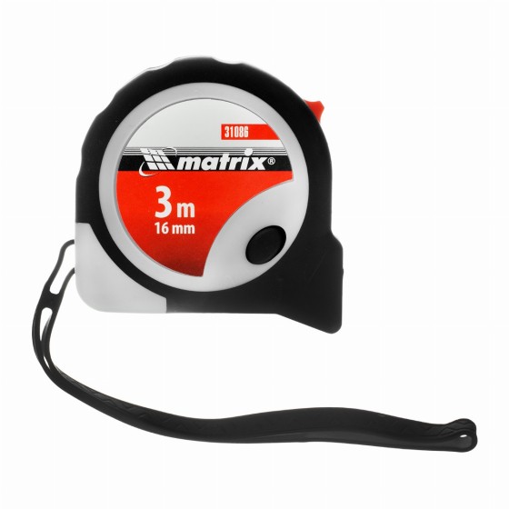 Рулетка Continuous fixation,3 м х 16 мм,двухкомпонентный корпус,плавная фиксация Matrix 31086