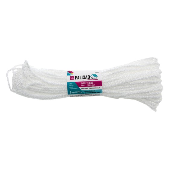 Шнур бельевой полипропиленовый с сердечником, 3 мм, L 20 м, белый, Home Palisad 937065
