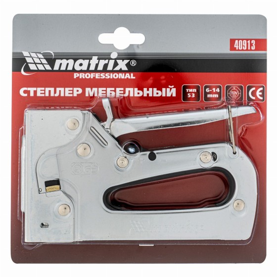 Степлер мебельный металлический регулируемый, тип скобы 53, 6-14 мм Matrix Professional 40913 Степлер мебельный металлический регулируемый, тип скобы 53, 6-14 мм Matrix Professional 40913