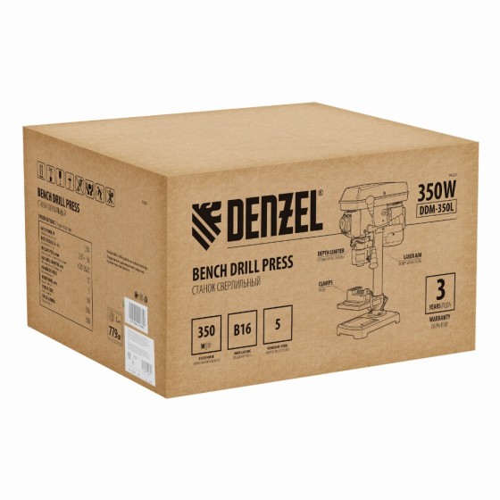 Станок сверлильный DDM-350L, 350 Вт, 13 мм, 5 ск., лазер, настольный Denzel 95321 Станок сверлильный DDM-350L, 350 Вт, 13 мм, 5 ск., лазер, настольный Denzel 95321