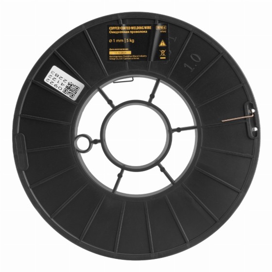Омедненная проволока ER70S-6, диам. 1 мм, 5 кг, диам. катушки D200 Denzel 97542 Омедненная проволока ER70S-6, диам. 1 мм, 5 кг, диам. катушки D200 Denzel 97542