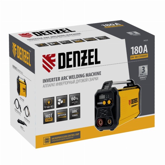 Аппарат инвертор. дуговой сварки DM-180 Standart, 180 А, ПВ 60% Denzel 94324