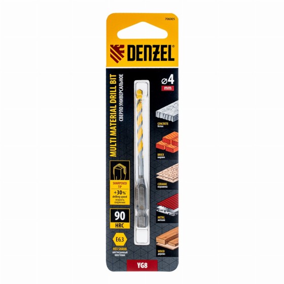 Сверло универсальное, Multi cut, 4 мм Denzel 706005