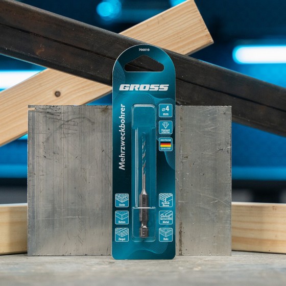 Сверло универсальное, Multipurpose PRO, 6-гр. хвостовик, 4мм Gross 706010 Сверло универсальное, Multipurpose PRO, 6-гр. хвостовик, 4мм Gross 706010