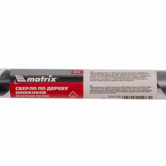 Сверло по дереву шнековое, 18 х 600 мм, шестигранный хвостовик Matrix 70175 Сверло по дереву шнековое, 18 х 600 мм, шестигранный хвостовик Matrix 70175