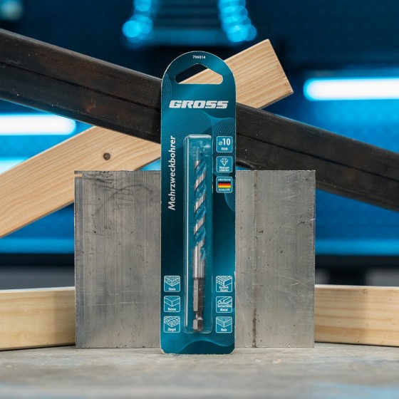 Сверло универсальное, Multipurpose PRO, 6-гр. хвостовик, 10мм Gross 706014