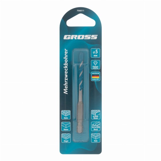 Сверло универсальное, Multipurpose PRO, 6-гр. хвостовик, 5мм Gross 706011 Сверло универсальное, Multipurpose PRO, 6-гр. хвостовик, 5мм Gross 706011