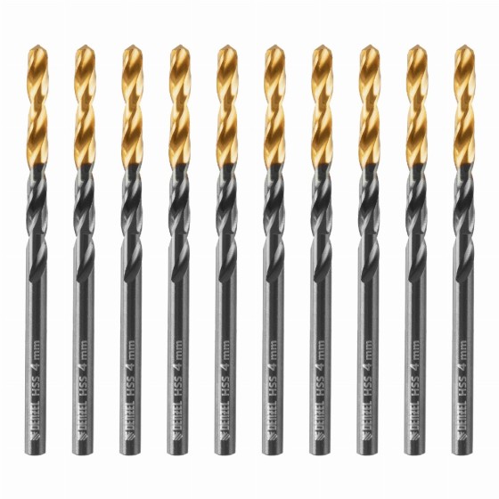 Сверло по металлу, 4 мм, HSS-Tin, Golden Tip, 10 шт. Denzel 717209 Сверло по металлу, 4 мм, HSS-Tin, Golden Tip, 10 шт. Denzel 717209