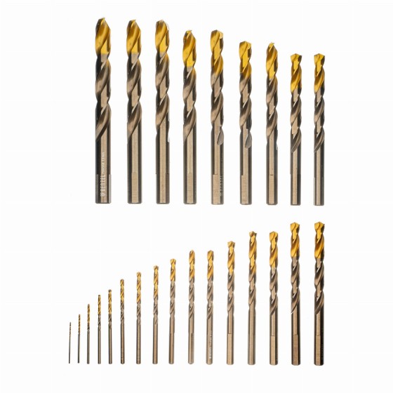 Набор сверл по металлу, 1-13 мм, Р6М5К8-TiN, Golden Tip, 25 шт Denzel 723010 Набор сверл по металлу, 1-13 мм, Р6М5К8-TiN, Golden Tip, 25 шт Denzel 723010