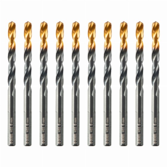 Сверло по металлу, 6 мм, HSS-Tin, Golden Tip, 10 шт. Denzel 717215