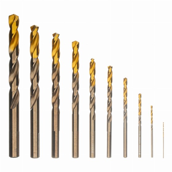 Набор сверл по металлу, 1-10 мм, Р6М5К8-TiN, Golden Tip, 10 шт Denzel 723005 Набор сверл по металлу, 1-10 мм, Р6М5К8-TiN, Golden Tip, 10 шт Denzel 723005