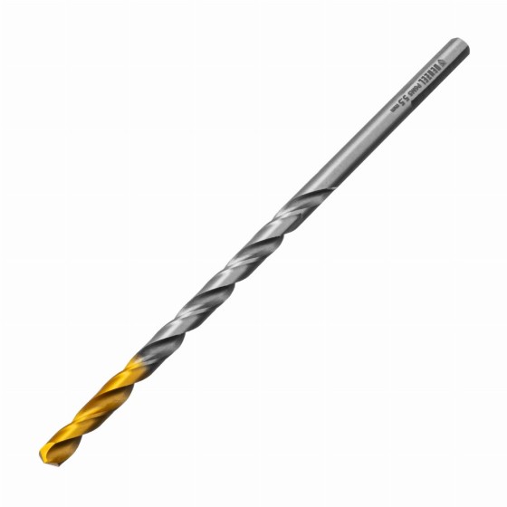 Сверло спиральное по металлу 5,5 х 139 мм, Р6М5, Golden Tip, удлиненное Denzel 718255 Сверло спиральное по металлу 5,5 х 139 мм, Р6М5, Golden Tip, удлиненное Denzel 718255