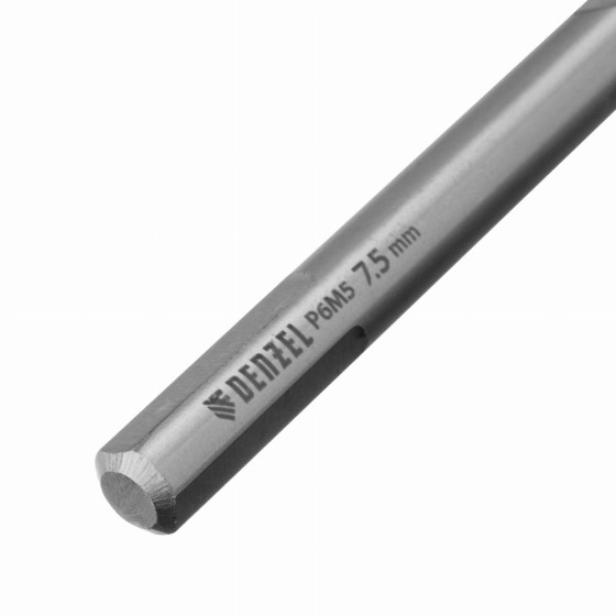 Сверло спиральное по металлу 7,5 х 156 мм, Р6М5, Golden Tip, удлиненное Denzel 718259 Сверло спиральное по металлу 7,5 х 156 мм, Р6М5, Golden Tip, удлиненное Denzel 718259