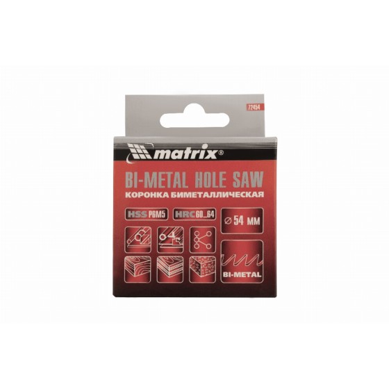 Коронка Bimetal, 54 мм Matrix 72454 Коронка Bimetal, 54 мм Matrix 72454
