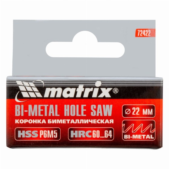 Коронка Bimetal, 22 мм Matrix 72422 Коронка Bimetal, 22 мм Matrix 72422